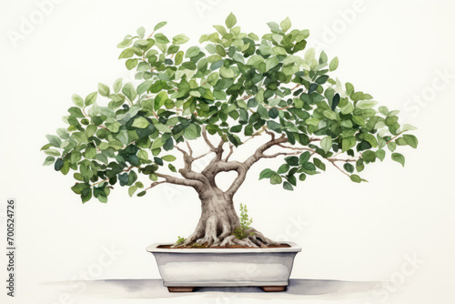 bonsai tree in pot isolated on white illustration