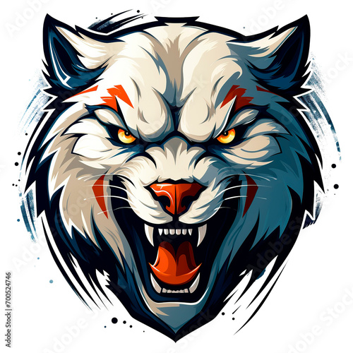 Wallpaper Mural Cartoon drawing of white tiger head roaring on transparent background in PNG Torontodigital.ca