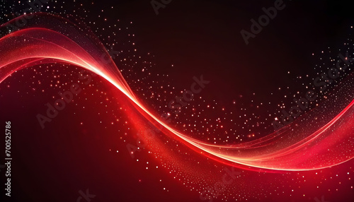 Digital light red and light  particles wavy and light abstract background with shining dots stars. Ai