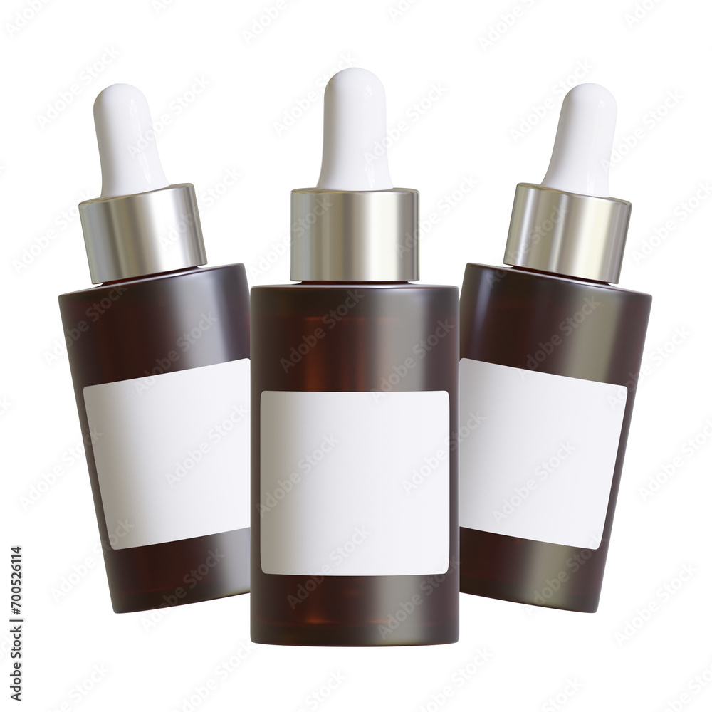 Amber Dropper Bottle Mockup With Blank Label white color realistic texture, Isolated on White Background. 3D Illustration Amber Dropper Bottle Mockup With Blank Label white color realistic texture, Isolated on White Background. 3D Illustration