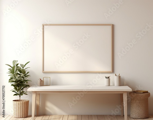 bathroom interior with bathtub  mockup of a picture on the wall  blank poster template