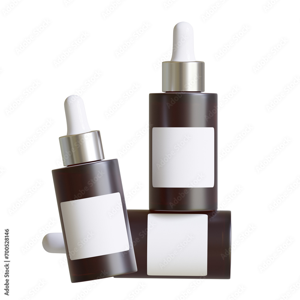 Amber Dropper Bottle Mockup With Blank Label white color realistic texture, Isolated on White Background. 3D Illustration Amber Dropper Bottle Mockup With Blank Label white color realistic texture, Isolated on White Background. 3D Illustration