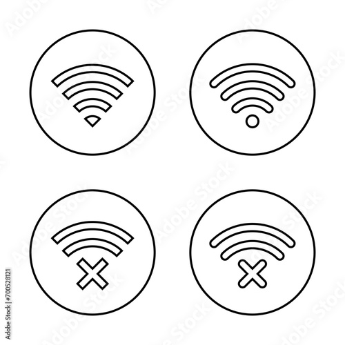 Connect and disconnect wifi line icon on circle outline