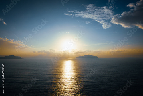 Aerial view of beautiful sea with sunrise landscape © lzf