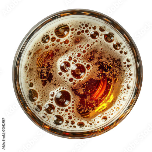 Craft Beer Pint Top View Isolated on Transparent or White Background, PNG photo