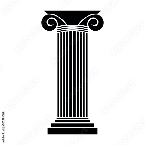 Greek pillar black vector icon on white background