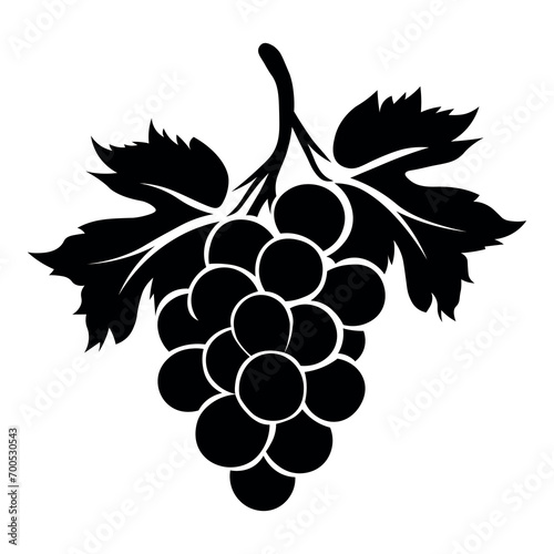Grapes black vector icon on white background