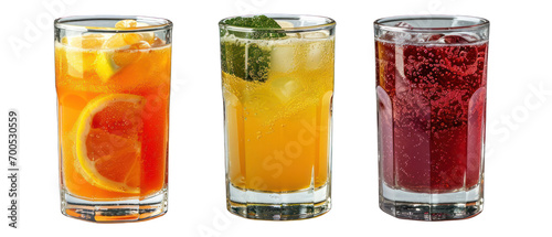 Set of 3 Energizing Sports Drinks Isolated on Transparent or White Background, PNG photo