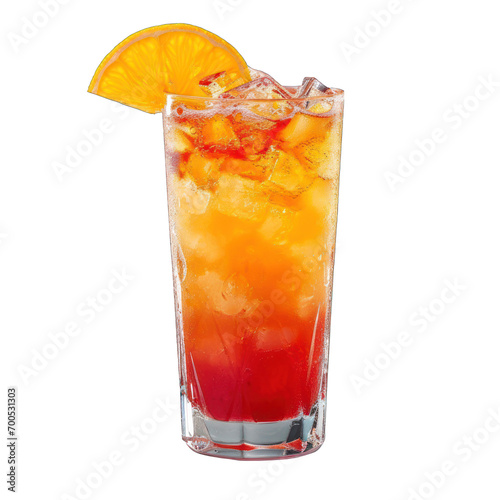 Tequila Sunrise Cocktail Isolated on Transparent or White Background, PNG