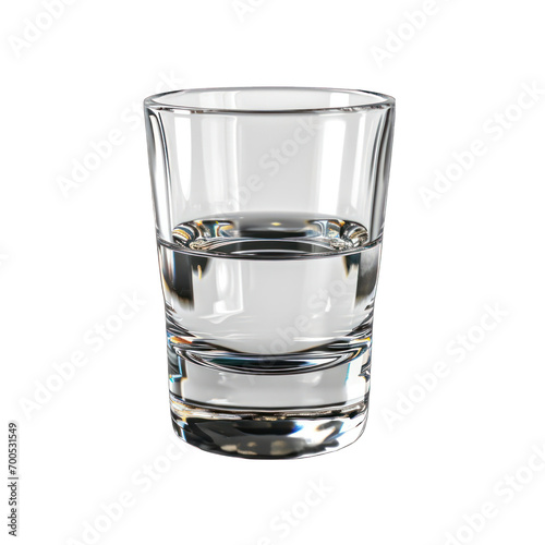Vodka Shot Glass Side View Isolated on Transparent or White Background, PNG