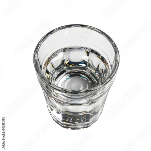 Vodka Shot Glass Top View Isolated on Transparent or White Background, PNG