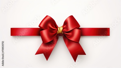 Red ribbon with bow isolated on white background. Ai generative