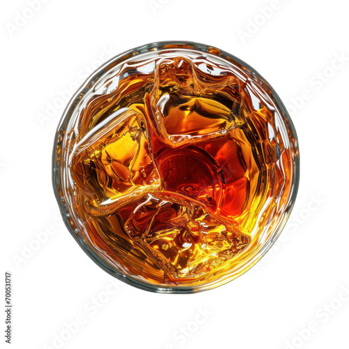 Whiskey Glass Top View Isolated on Transparent or White Background, PNG