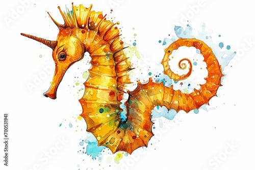 illustration design of a painting style seahorse