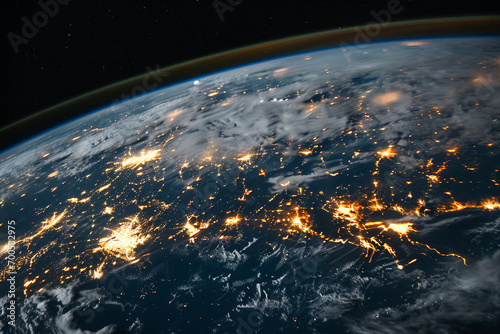 earth, view from space with city light photo