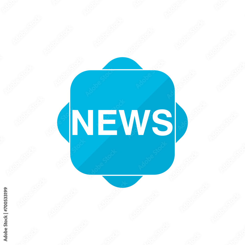 News blue square button icon isolated on transparent background News blue square button icon isolated on transparent background