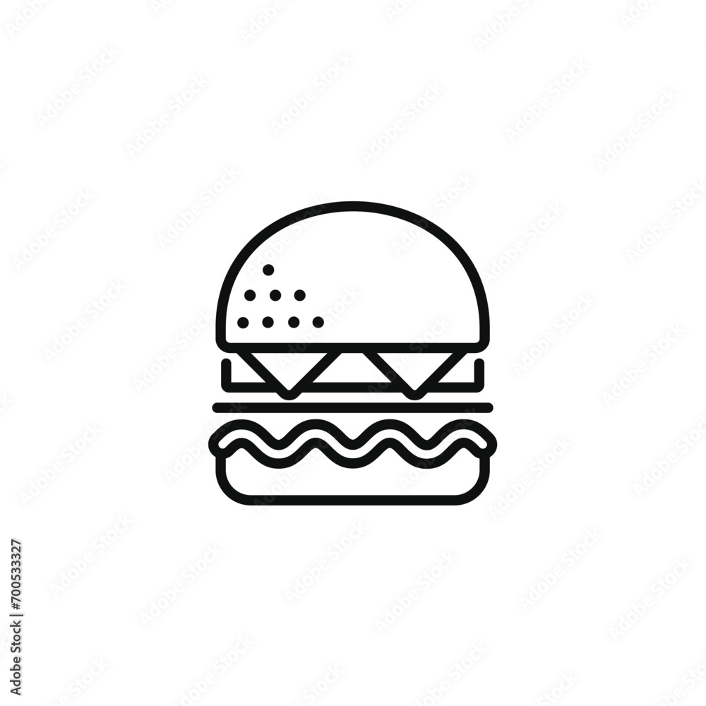 Burger line icon isolated on transparent background Burger line icon isolated on transparent background