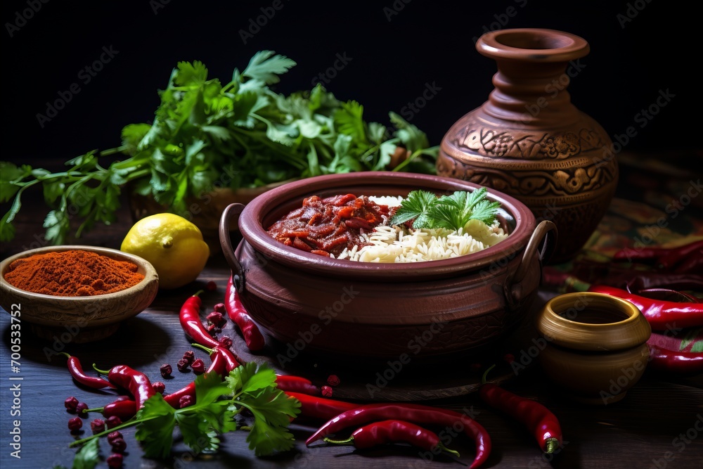 Aromatic Rajma Chawal. Traditional Indian Delicacy with Fragrant Spices and Ample Text Space Aromatic Rajma Chawal. Traditional Indian Delicacy with Fragrant Spices and Ample Text Space
