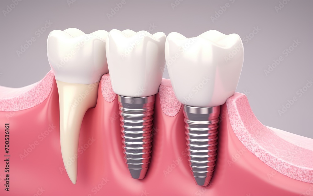 Anatomy of healthy teeth and tooth dental implant in human dentura. dentures, Anatomy of healthy teeth and tooth dental implant in human dentura. dentures,