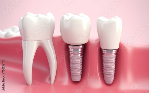 Human teeth and Dental implant Teeth replacement concept  dentures 