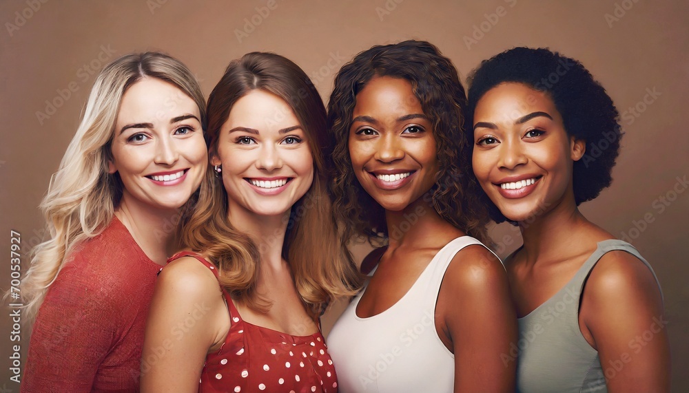 Group of Beautiful Woman of Different Ethnicity and Backgrounds - Concept for Beauty, Diversity and Fashion