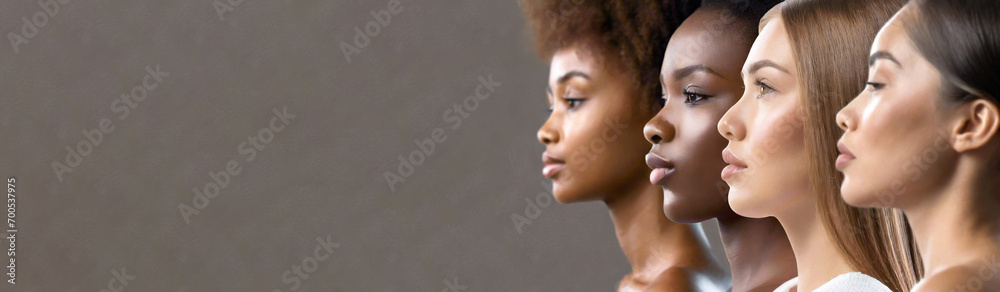 Group of Beautiful Woman of Different Ethnicity and Backgrounds - Concept for Beauty, Diversity and Fashion Group of Beautiful Woman of Different Ethnicity and Backgrounds - Concept for Beauty, Diversity and Fashion