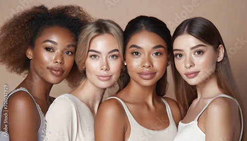 Group of Beautiful Woman of Different Ethnicity and Backgrounds - Concept for Beauty, Diversity and Fashion