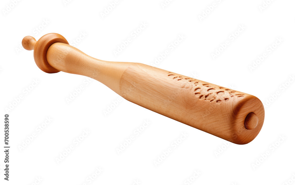 Classic Wooden Rolling Pin with a Seamless Smoothness on White or PNG Transparent Background