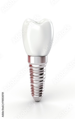 Dental implant, stainless post isolate on white background,Teeth replacement concept, dentures,