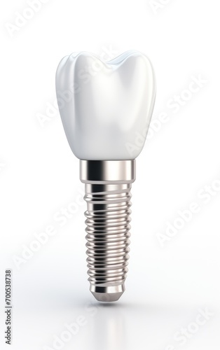 Dental implant, stainless post isolate on white background, dentures,