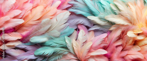 Full of feather background, colorful, pastel colors, landscape, abstract background  © TJ_Designs