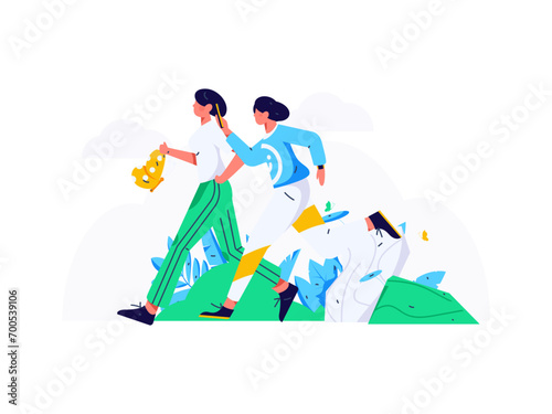 People exercising healthy running vector internet operation illustration
