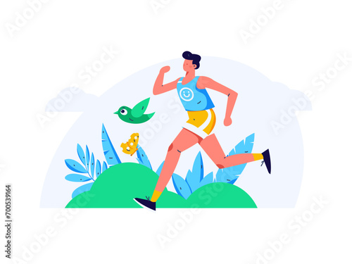 People exercising healthy running vector internet operation illustration
