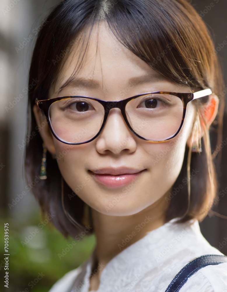 眼鏡をかけた笑顔の女性 眼鏡をかけた笑顔の女性