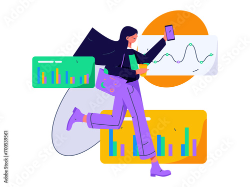 People exercising healthy running vector internet operation illustration
