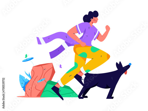 People exercising healthy running vector internet operation illustration
