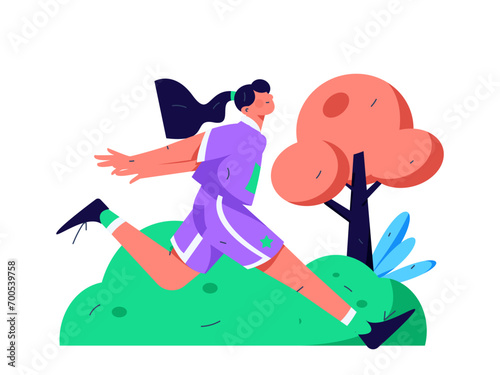 People exercising healthy running vector internet operation illustration
