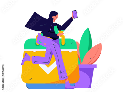 People exercising healthy running vector internet operation illustration
