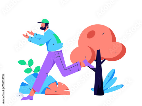 People exercising healthy running vector internet operation illustration
