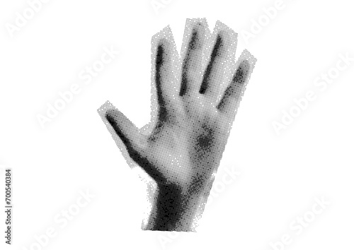 hand, fist, palm, dots Punk y2k black and white collage elements