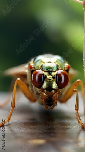 Macro shot that captures the gaze of an insect through its eyes. Zoom in to showcase the individual lenses and the reflections, background image, generative AI