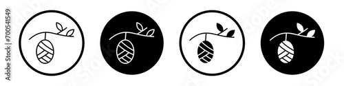 Cocoon icon set. butterfly silkworm vector symbol. caterpillar metamorphosis sign in black filled and outlined style. photo