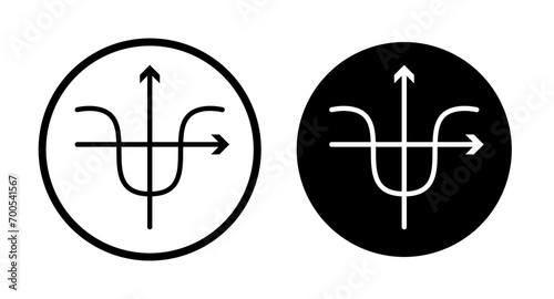 Tangent icon set. mathematical tangent graph vector symbol in black filled and outlined style. photo