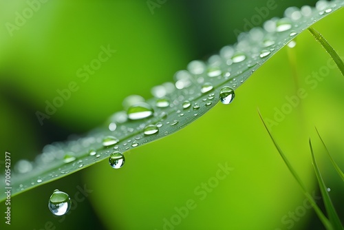 Beauty of raindrops clinging to the surface of leaves, capturing the reflective and refractive qualities, background image, generative AI