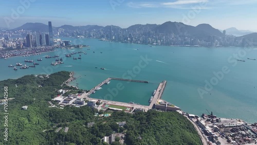 Ngong Shuen Chau Naval Base Victoria Harbour ,a strategic military facility located in Hong Kong with dockyards equipped to accommodate naval vessels, frigates and patrol boats ,an ideal outpost photo