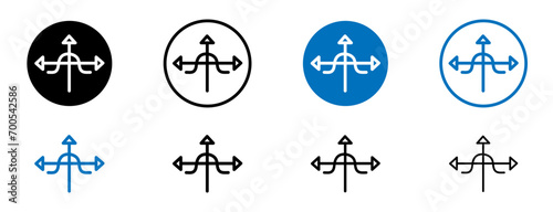 Tangent line icon set. Mathematical tangent graph symbol in black and blue color. photo