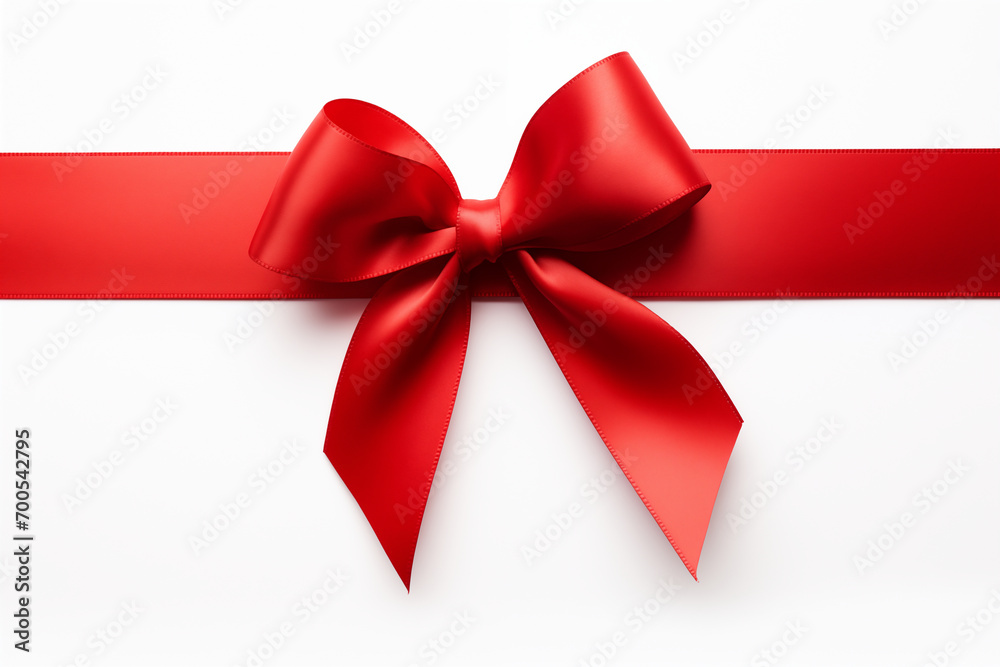 a red ribbon on a white background,Generative AI a red ribbon on a white background,Generative AI
