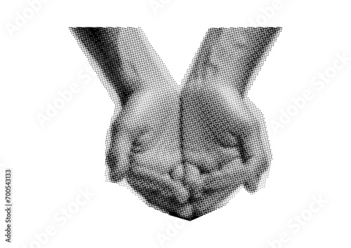 hand, fist, palm, dots Punk y2k black and white collage elements