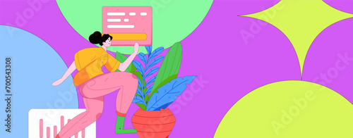 People exercising healthy running vector internet operation illustration
