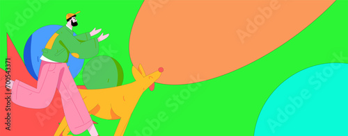 People exercising healthy running vector internet operation illustration
